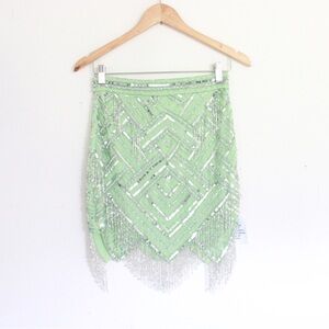 ASOS Mint Green Sequin Fringe Mini Skirt